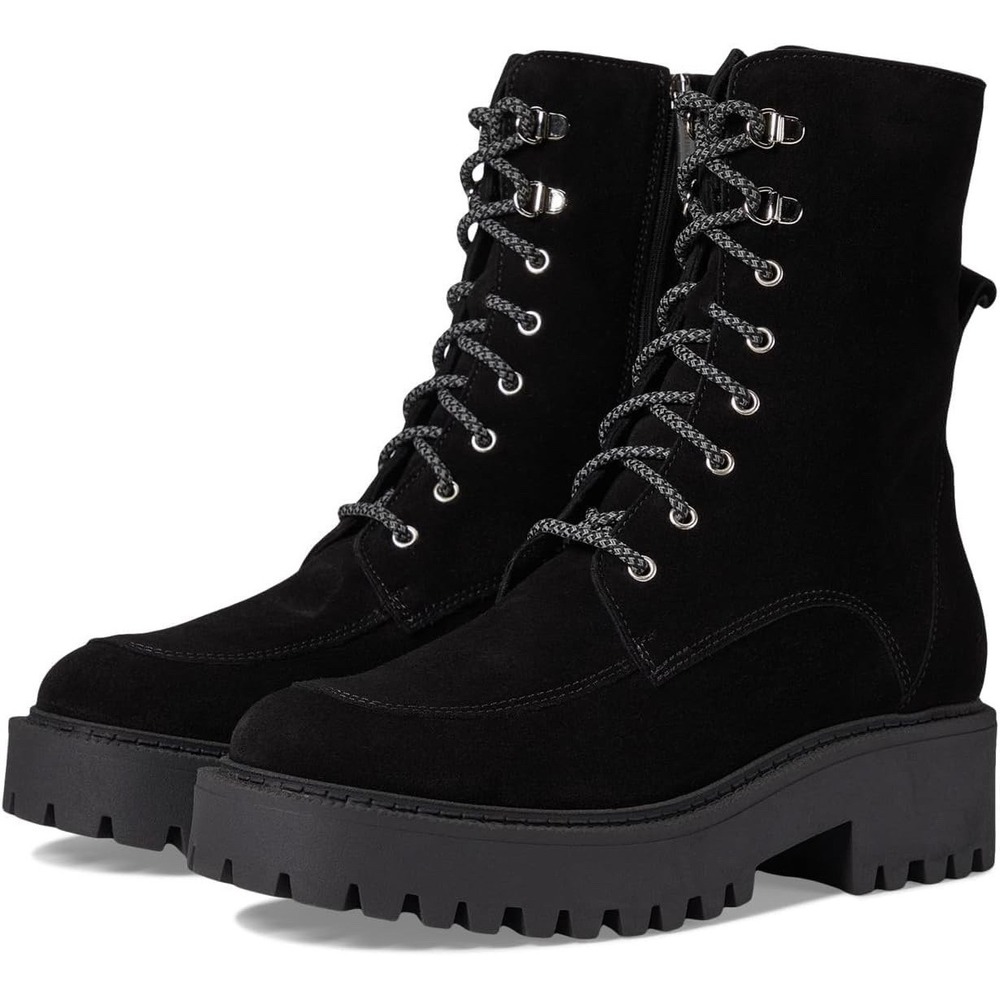 La Canadienne Nila Black Suede Waterproof Platform Lace Combat Ankle Boots US 9 - Picture 2 of 14